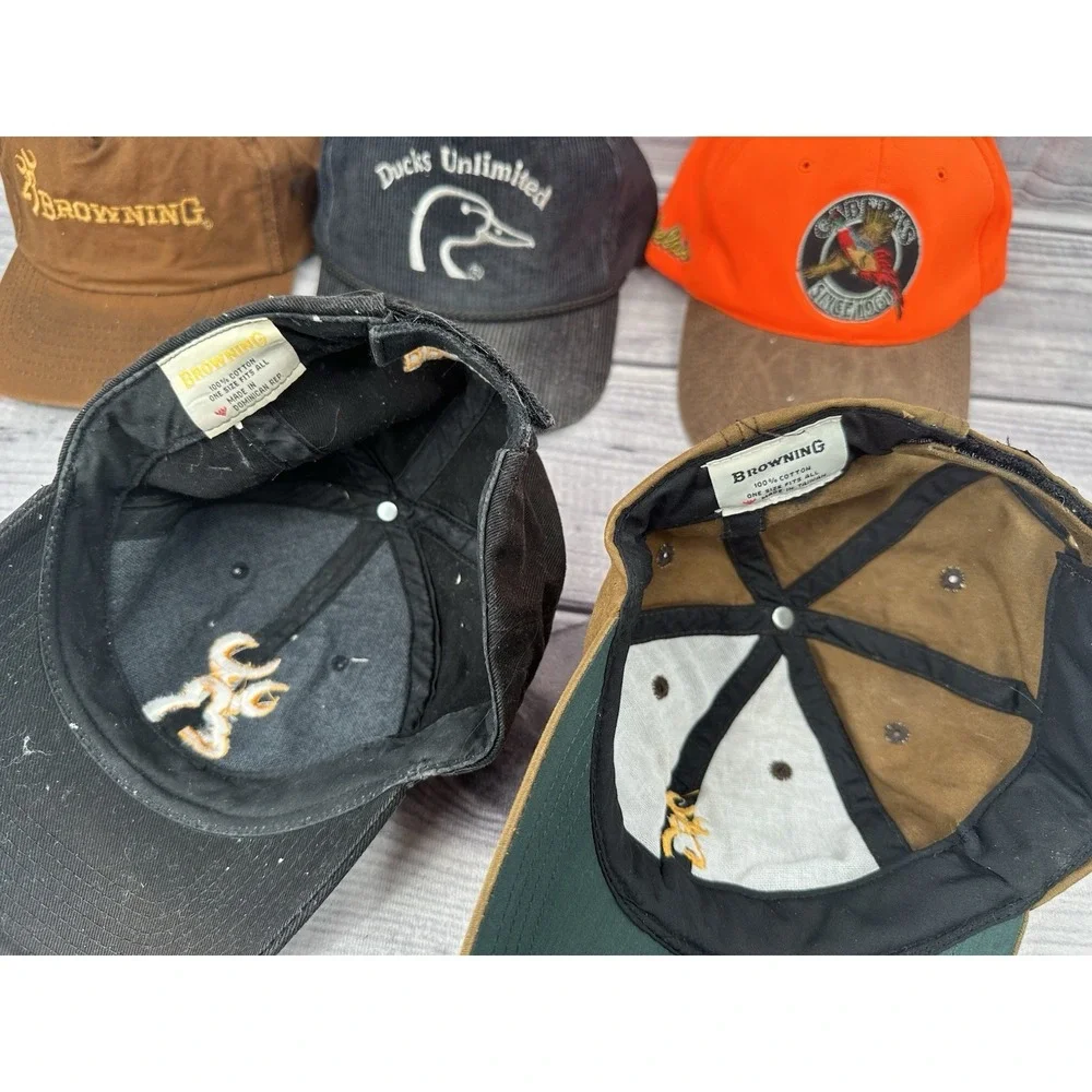 LOT OF 5 VINTAGE HUNTING HATS BALL CAPS‎ - BROWNING CABELA'S DUCKS UNLIMITED *2